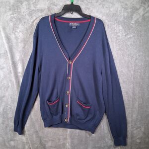 Brooks Brooks Golden Fleece V Neck Cardigan Mens Large Navy Blue Supima Cotton